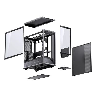 14. Jonsbo D401 PC- , Midi-Tower, ATX, gehärtetes Glas - schwarz