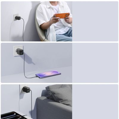 10. Joyroom JR-TG8 GaN 45W USB-C + USB-A Wandladegerät – Schwarz