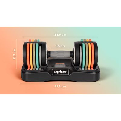 9. REBEL ACTIVE AUTOMATISCH VERSTELLBARE HANTELN AUS GUSSEISEN, SET 2X10 KG, 1 KG SCHLÄGE RBA2335