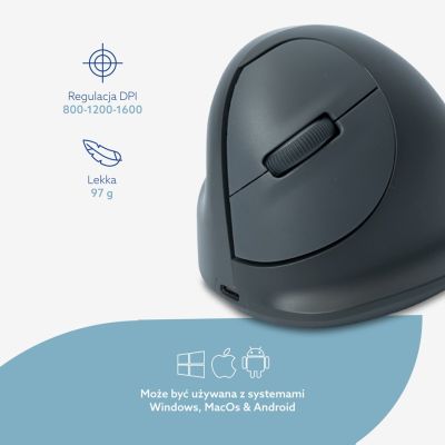 15. R-Go Tools R-Go HE Basic Vertikalmaus, ergonomische Maus, mittlere Größe (Handlänge 165–185 mm), Linkshänder, Bluetooth