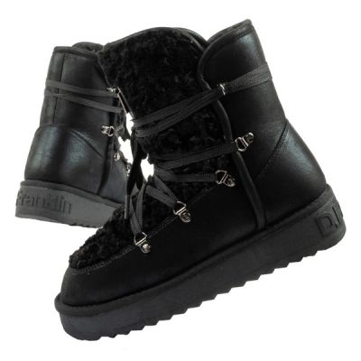 D.Franklin Damen Winter Schneestiefel, modisches Fellfutter, schwarz hoch