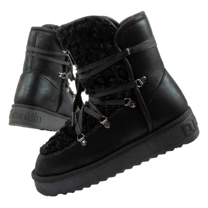 D.Franklin Damen Winter Schneestiefel, modisches Fellfutter, schwarz hoch