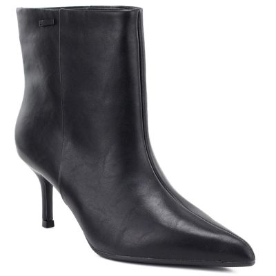 6. Schwarze Damen-Ankle-Boots aus Leder mit niedrigem Absatz, Big Star UU274492