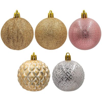 13. Set mit 35 dekorativen Kunststoffkugeln, 6 cm Durchmesser, in Roségold
