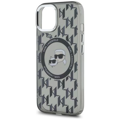 6. Karl Lagerfeld IML Monogram Karl & Choupette Head MagSafe-Hülle für iPhone 15 – Schwarz