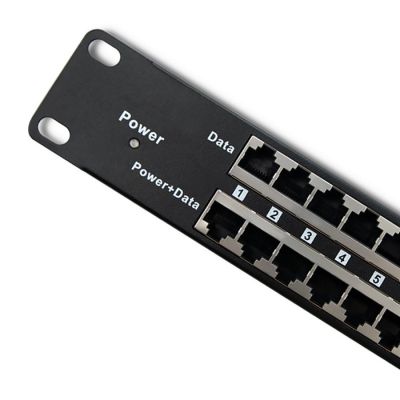 2. QOLTEC Patchpanel-Rack | 48 V | 24 Ports | Passiver PoE-Injektor | Schwarz