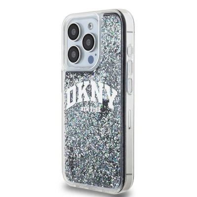 2. DKNY Liquid Glitter Hülle mit großem Logo für iPhone 15 Pro – Schwarz