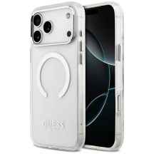 Guess Metal Outline MagSafe Hülle für iPhone 17 Pro Max - Silber