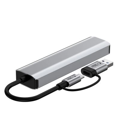 5. Tech-Protect HB03 HUB Adapter 5in1 USB-C + USB2.0 + USB3.0 + RJ45 - grau