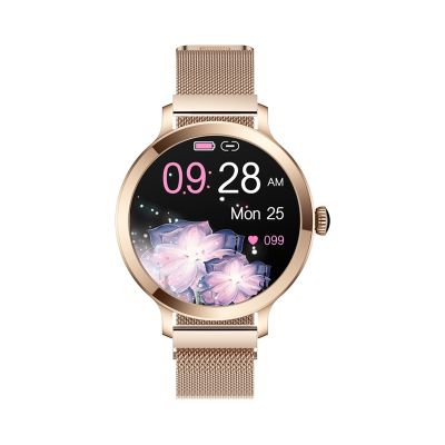 11. VELTORI VT340-1 Damen-Smartwatch, Goldarmband + rosa Silikonarmband