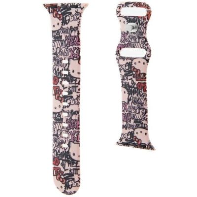 3. Hello Kitty Silikon-Tags-Graffiti-Armband für Apple Watch 38/40/41 mm – Rosa