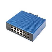 Industrieller Gigabit-Ethernet-PoE-Switch mit 8+4 Ports, 8x GE RJ45- und 2 SFP+-Ports, PoE