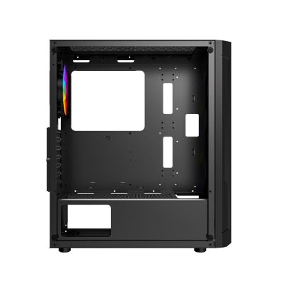 8. GEMBIRD FORNAX 400X MIDI-TOWER-CASE (2x USB 3.0, 1x USB 2.0, HD-Audio, Seitenwand aus Glas, ARGB-Hintergrundbeleuchtung) SCHWARZ