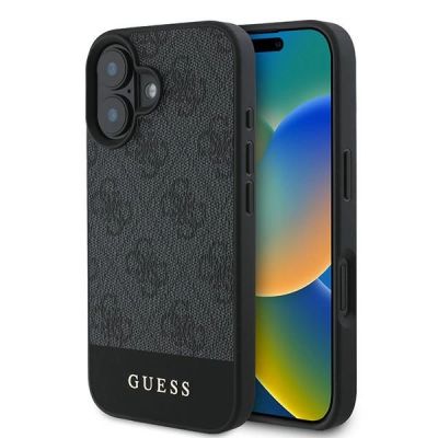 Guess 4G Bottom Stripe Case für iPhone 16 Plus 6,7" - Grau
