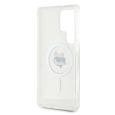 7. Karl Lagerfeld Button Choupette Head Gedrucktes Logo MagSafe Samsung Galaxy S25 Ultra Hülle weiß