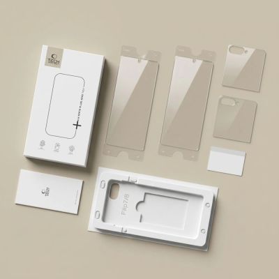 8. Tech-Protect Glass Fit+ 2er-Pack Schutzglas + Tech-Protect Hydro Flex+ 2er-Pack Hydrogelfolie für Samsung Galaxy Z Flip 7 / 8
