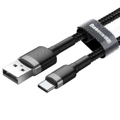 3. Baseus Cafule USB-A / USB-C QC 3.0 3A Kabel 0,5 m - Schwarz und Grau