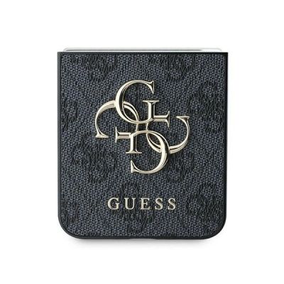 5. Guess Leder 4G Metall-Logo-Hülle für Samsung Galaxy Z Flip 6 – Schwarz