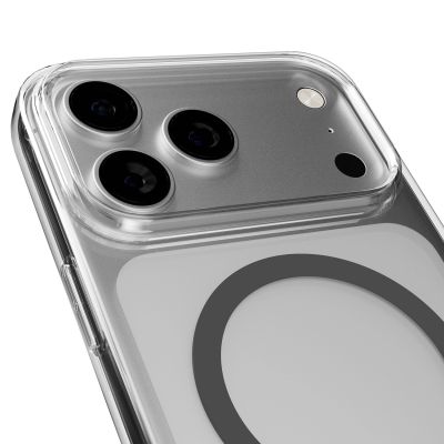4. Puro Lite Mag TPU+PC Hülle kompatibel mit MagSafe für iPhone 17 Pro - Transparent mit grauem Ring