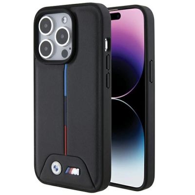BMW Gesteppte Tricolor iPhone 15 Pro Hülle - Schwarz