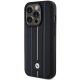 2. BMW Lederhülle mit blauem Streifenmuster für iPhone 15 Pro Max – Schwarz