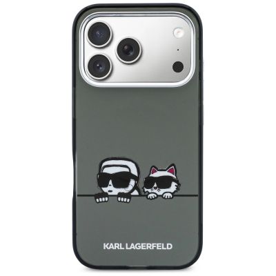 3. Karl Lagerfeld IML Karl & Choupette Peekaboo Logo MagSafe Hülle für iPhone 17 Pro Max - Schwarz