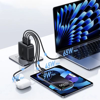 10. Baseus EnerFill FH11 GaN 140W Wandladegerät 3xUSB-C + 1xUSB-A - Schwarz