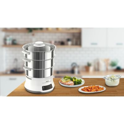8. Tefal Convenient Series Deluxe VC502D 3-Korb-Dampfgarer, 900 W, Edelstahl, Weiß