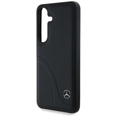 6. Mercedes Leder Curved Stitches Hülle für Samsung Galaxy S25 - Schwarz
