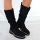 9. Damenstiefel, gefüttert, gerafft, schwarz M.Daszyński SA259-3