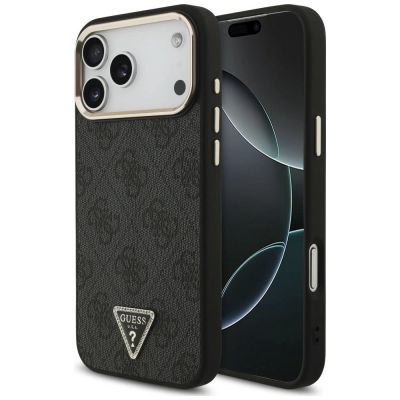 Guess 4G Triangle Logo MagSafe Hülle für iPhone 18 Pro Max / 17 Pro Max, schwarz – gold