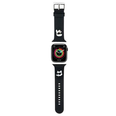 Karl Lagerfeld 3D Rubber Karl&Choupette Heads Armband für Apple Watch 38/40/41 mm – Schwarz