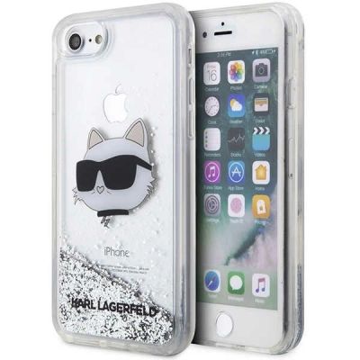 Karl Lagerfeld KLHCI8LNHCCS iPhone 7/8/ SE 2020/2022 Silber/Silber Hardcase Glitter Choupette Head