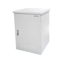 IP55-Schutzart, Wandmontage, 19 Zoll, 15 HE, 600 x 600 mm, 4 Tragträger, 4 Kabelverschraubungen, grau, ALANTEC