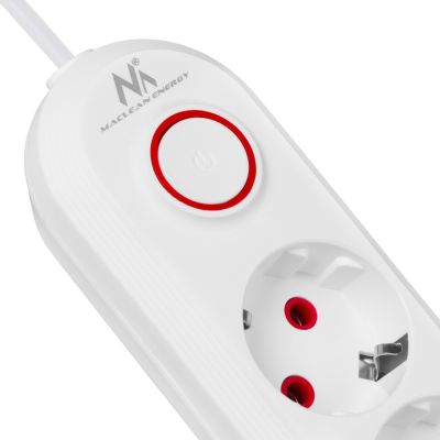 5. MACLEAN Steckdosenleiste mit 5 Steckdosen + 3 USB-Anschlüssen, 110–240 V Wechselstrom, 50/60 Hz, max. 2,1 A, 2500 W, 1,5 m, Weiß, MCE395W
