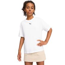 Puma Ess Boxy Tee mit zentriertem Katzenlogo für Kinder, Weiß, 685131 02