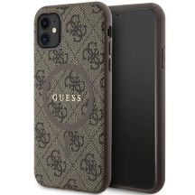 Guess GUHMN61G4GFRW iPhone 11 6,1" / Xr braun/braunes Hardcase 4G Collection Leder Metall Logo MagSafe