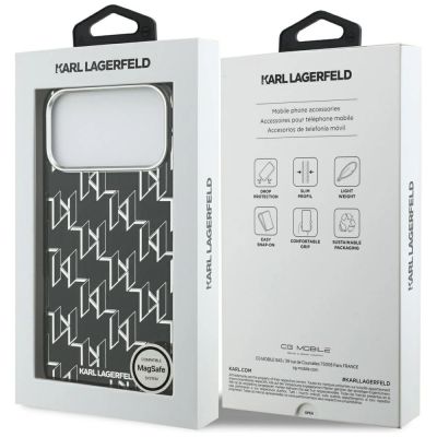 8. Karl Lagerfeld IML KL Monogram MagSafe Case für iPhone 17 Pro Max – Schwarz