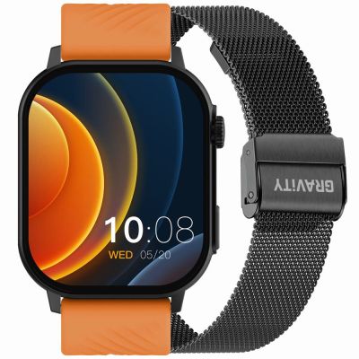 Gravity GT15-2 Smartwatch, oranges Silikonarmband + schwarzes Armband