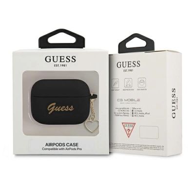 3. Guess GUAPLSCHSK AirPods Pro Cover schwarz/schwarz Silicone Charm Heart Collection