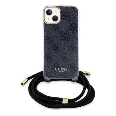 2. Guess Crossbody Cord 4G Print Hülle für iPhone 15/14/13 – Schwarz
