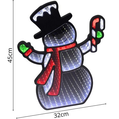 9. Spiegeldekoration mit LED-Diode, Unendlichkeitsspiegeleffekt, Schneemann
