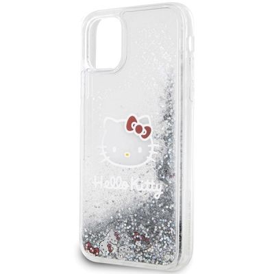 6. Hello Kitty Liquid Glitter Charms Kitty Head Hülle für iPhone 11 / Xr – Silber