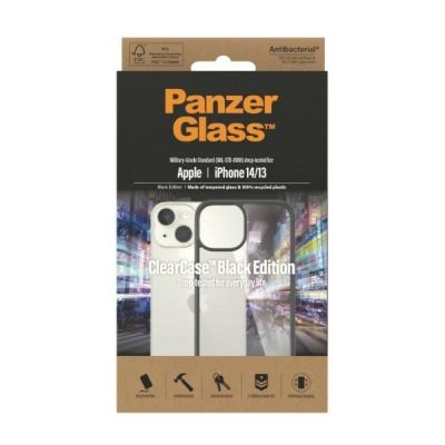 3. PanzerGlass ClearCase antibakterielle Hülle für iPhone 14 / 15 / 13 – transparent und schwarz