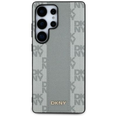 3. DKNY Leder-MagSafe-Hülle mit Karomuster für Samsung Galaxy S25 Ultra, Grau