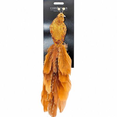 5. Dekorativer Vogel an einer Klammer, 38 cm, braun-kupferfarben