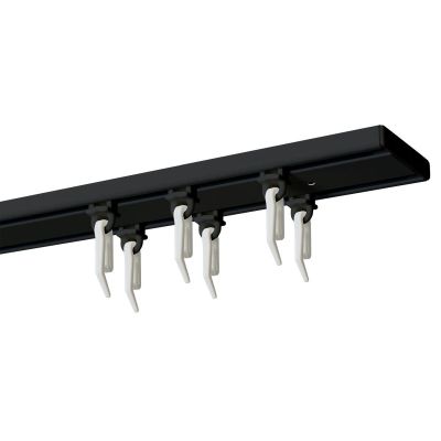 Doppelte schwarze Aluminium-Deckenschiene 500 cm mit Gleitern und Gardinenhaken KOWALSKI