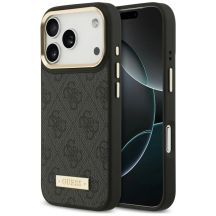 Guess 4G Logo Plate MagSafe Hülle für iPhone 18 Pro Max / 17 Pro Max – Schwarz