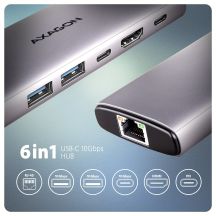 Axagon HMC-6G2L Kabelgebundene Dockingstation USB 3.2 Gen 2 (3.1 Gen 2) Typ-C Aluminium