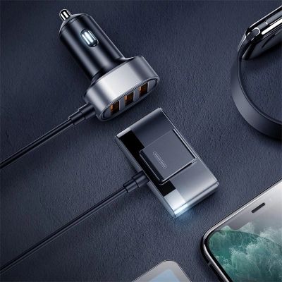 13. Joyroom Auto-Schnellladegerät 5x USB 6.2 A mit Verlängerungskabel schwarz (JR-CL03)